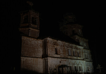 abandoned church and night