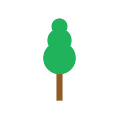 Tree green icon. Flat tree in flat style vector illustration. Forest plant silhouette. Isolated on white.
