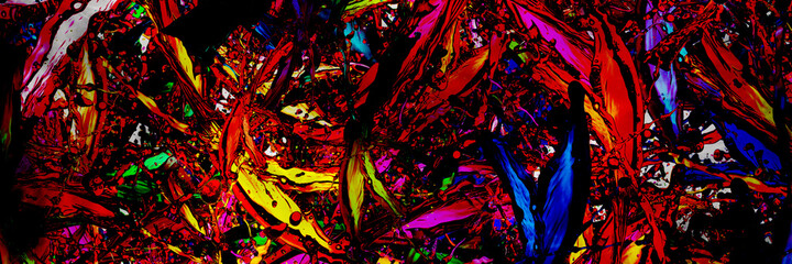 colored splashes in abstract shape, panoramic image