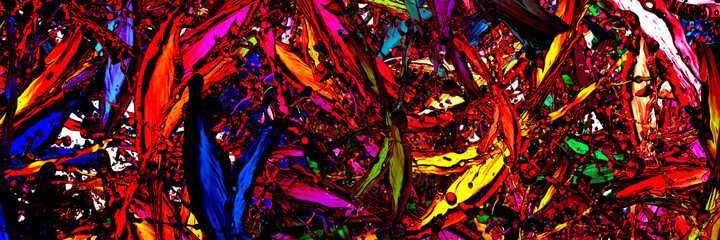 colored splashes in abstract shape, panoramic image