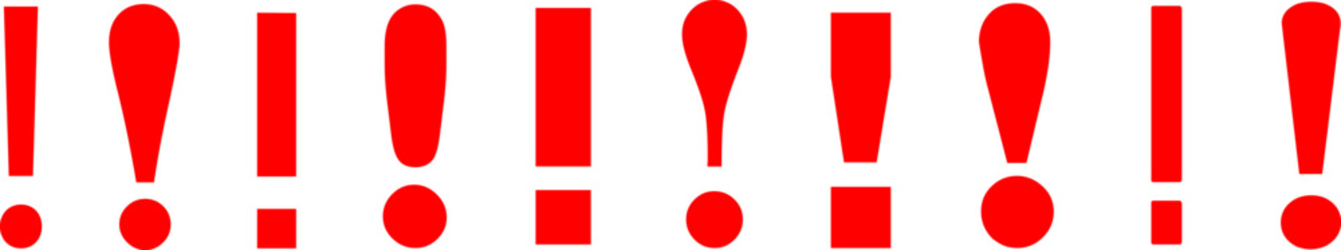Exclamation point exclamation mark ! red warning sign symbol vector