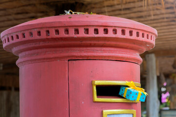 Closeup handcraft gift boxes on a mailbox