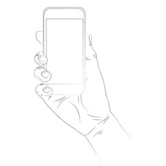 Silhouette of human hand holding a smart phone