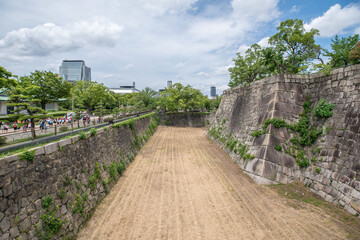 Summer landscape in Osaka Castle Park, Japan