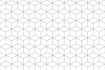 Seamless black and white hexagonal line abstract isometric pattern. Minimal geometric vector shape background. Eps 10 texture outline illustration