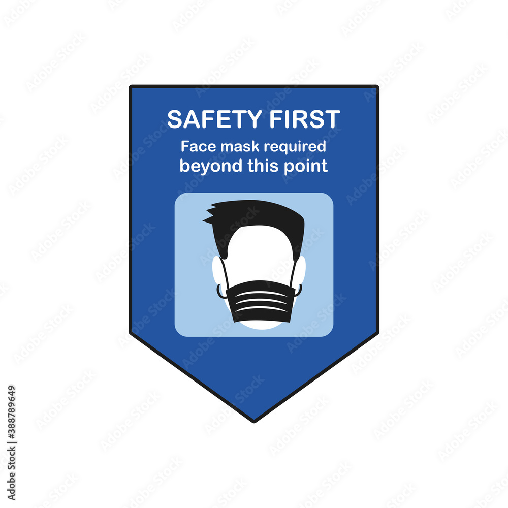 Poster safety first and man using facemask in banner design vector design