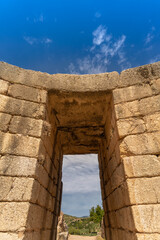 Imposing ruins of Mycenae, an archaeological site near Mykines in Argolis, north-eastern Peloponnese, Greece.