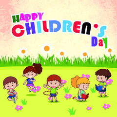 Obraz na płótnie Canvas Happy children's day background in flat design 
