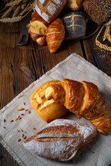 Fresh rolls in a cornucopia