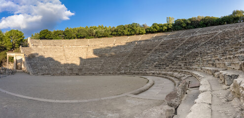 Ruins of the Ancient Theatre of Epidaurus  located on the southeast end of the sanctuary dedicated...