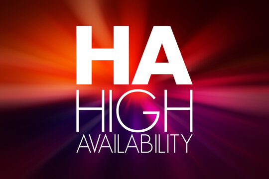 HA - High Availability acronym, technology concept background