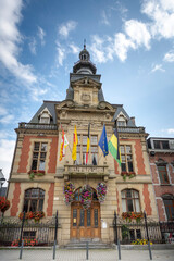 Fototapeta na wymiar Malmedy, Belgium - September 7 2019: Historic town hall building in Malmedy, Belgium