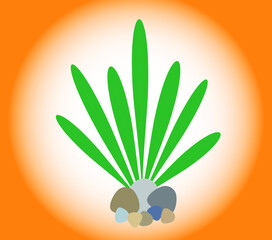  Decorative plants on a stones. Abstract vector illustration.