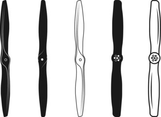 Aircraft propeller, Aircraft propeller Symbol, Aircraft propeller illustration, Aircraft propeller silhouettes isolated on white background. Aircraft propeller Clip Art, Vintage aircraft propeller.