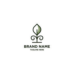 Rose nature line logo design template