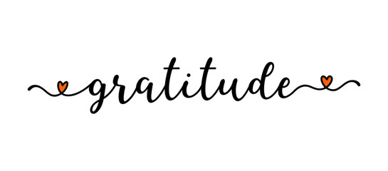 Hand sketched GRATITUDE word as banner. Lettering for poster, label, sticker, flyer, header, card, advertisement, announcement..
