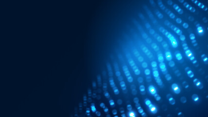 Obraz premium Dot blue wave light screen gradient texture background. Abstract ai technology big data digital background. 3d rendering.