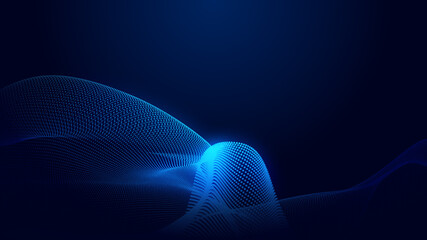 Dot blue wave light screen gradient texture background. Abstract ai technology big data digital background. 3d rendering.