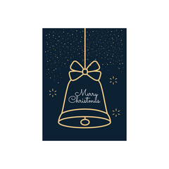 christmas minimalist card with bell hanging