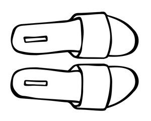 Doodle summer sandals hand drawn in line art style