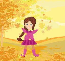 fun in the park in autumn day