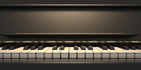 Piano keyboard, front view, copy space. 3d illustration © Rawf8