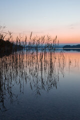 beautiful sunset at the lake mattsee, austria