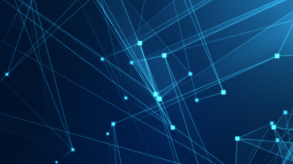 Obraz na płótnie Canvas Abstract blue polygon tech network with connect technology background. Abstract dots and lines texture background. 3d rendering.