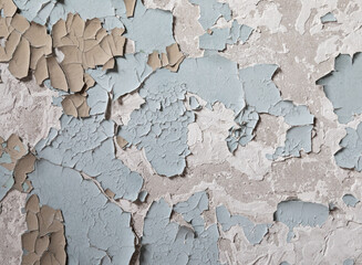 Old painted wall, peeling paint texture.
