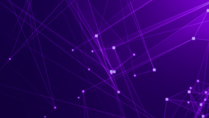 Abstract purple violet polygon tech network with connect technology background. Abstract dots and lines texture background. 3d rendering.