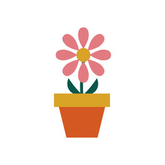 sunflower growth plant in ceramic pot flat style icon