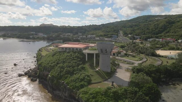 Aerial shot orbiting the Latte of Freedom on the island of Guam