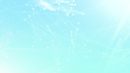 Abstract blue white polygon tech network with connect technology background. Abstract dots and lines texture background. 3d rendering.