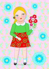 little girl with flowers