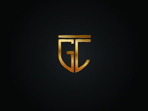 GC shield shape Gold Color logo Design