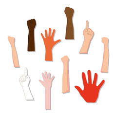 icon set of human hands, colorful design