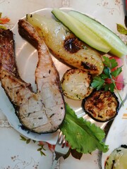 grilled fish with vegetables