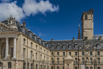 Fototapeta na wymiar Palace of the Dukes and Estates of Burgundy (now art museum and city hall) - well preserved architectural assemblage at Place de la Liberation. DIJON, FRANCE. 