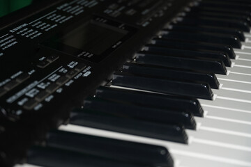 electronic piano keys close up