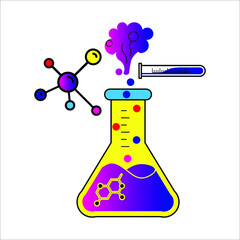 Laboratory glassware or beaker equipment isolated on white background. Experiment flasks. 