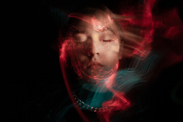 Portrait in the style of light painting. Long exposure photo