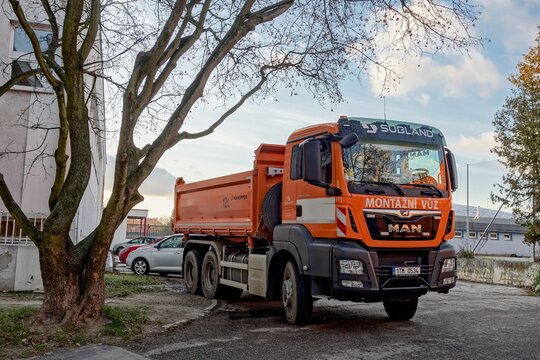 MAN TGS 26.500 heavy tipper truck of Sugland company used for construction works