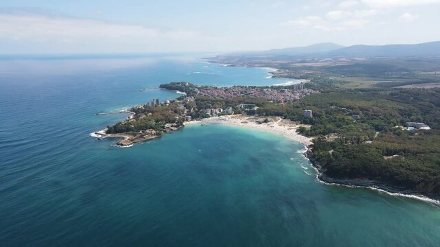 Amazing Aerial view of town of Kiten, Burgas Region, Bulgaria 