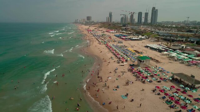 shores of the Mediterranean sea in Rishon LeZion