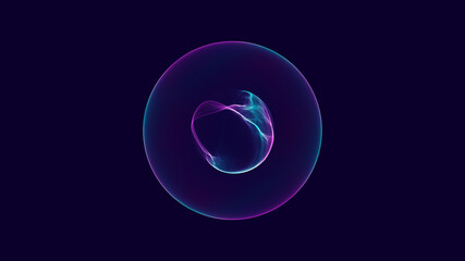 Abstract digital sphere with plasma shape inside. 3D futuristic particle background illustration