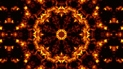 Dark flame-coloured concentric kaleidoscope background - obrazy, fototapety, plakaty