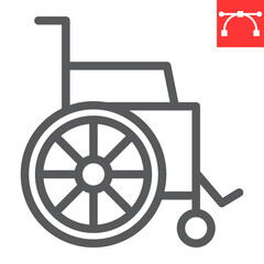 Wheelchair line icon, disability and handicapped, wheelchair sign vector graphics, editable stroke linear icon, eps 10.