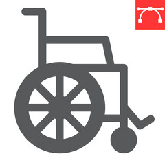 Wheelchair glyph icon, disability and handicapped, wheelchair sign vector graphics, editable stroke solid icon, eps 10.