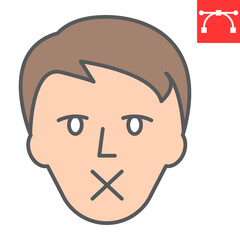 Dumbness color line icon, disability and handicapped, dumb and deaf sign vector graphics, editable stroke filled outline icon, eps 10.
