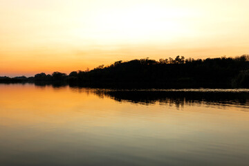 Fototapeta na wymiar Lake at sunset. Landscape and nature